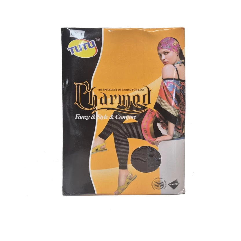 Black Tutu charmed 50 denier tights with blue striped lurex A903B - Image 2