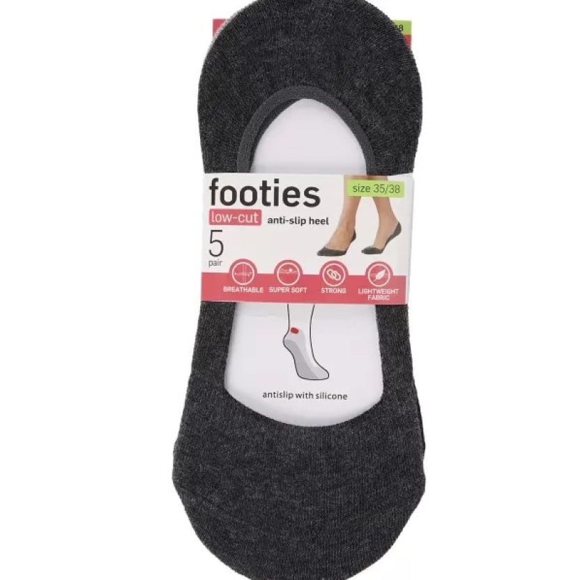 5-Pack various colours footies socks for women with antislip with silicone - Image 2