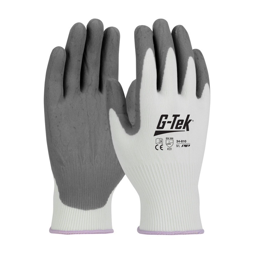 Werkkleding - G-Tek Naadloze nylon met Nitril Gecoate Foam Grip veiligheidshandschoenen - Maat 9/L