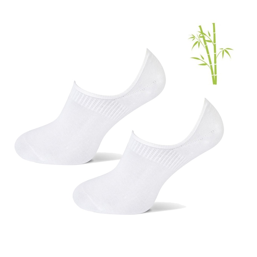 White 2-pack bamboo no show women's socks