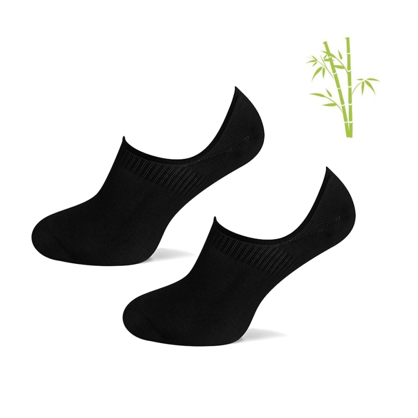 Zwarte 2-pack bamboo no-show damessokken
