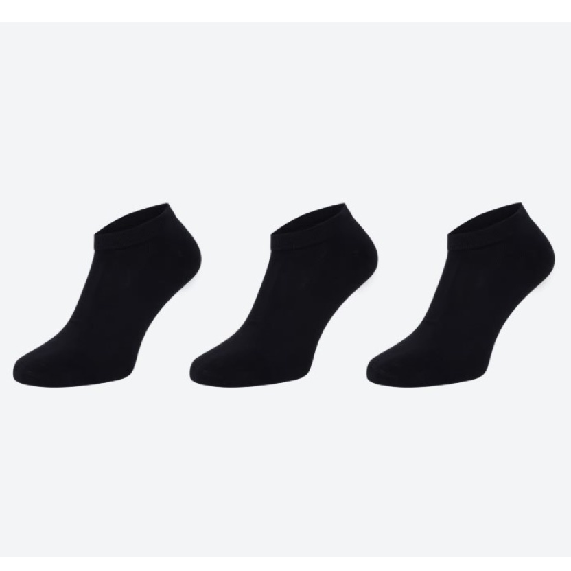 3-Packs zwarte bamboe sneakersokken voor mannen en vrouwen