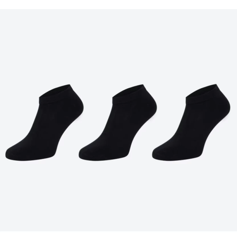 3-Packs zwarte bamboe sneakersokken voor mannen en vrouwen