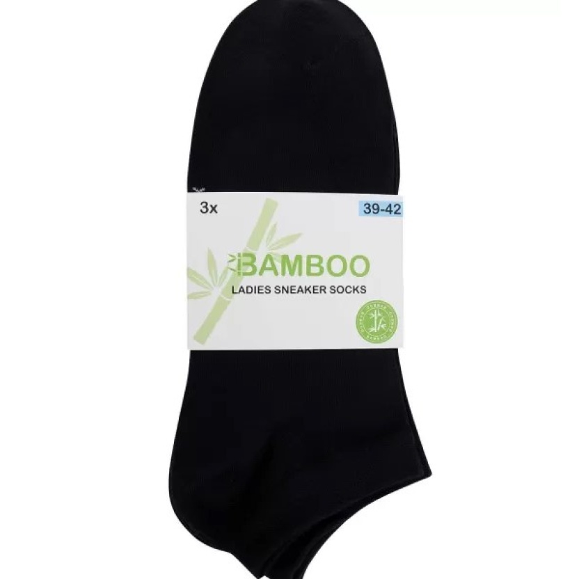 3-Packs zwarte bamboe sneakersokken voor mannen en vrouwen - Afbeelding 3