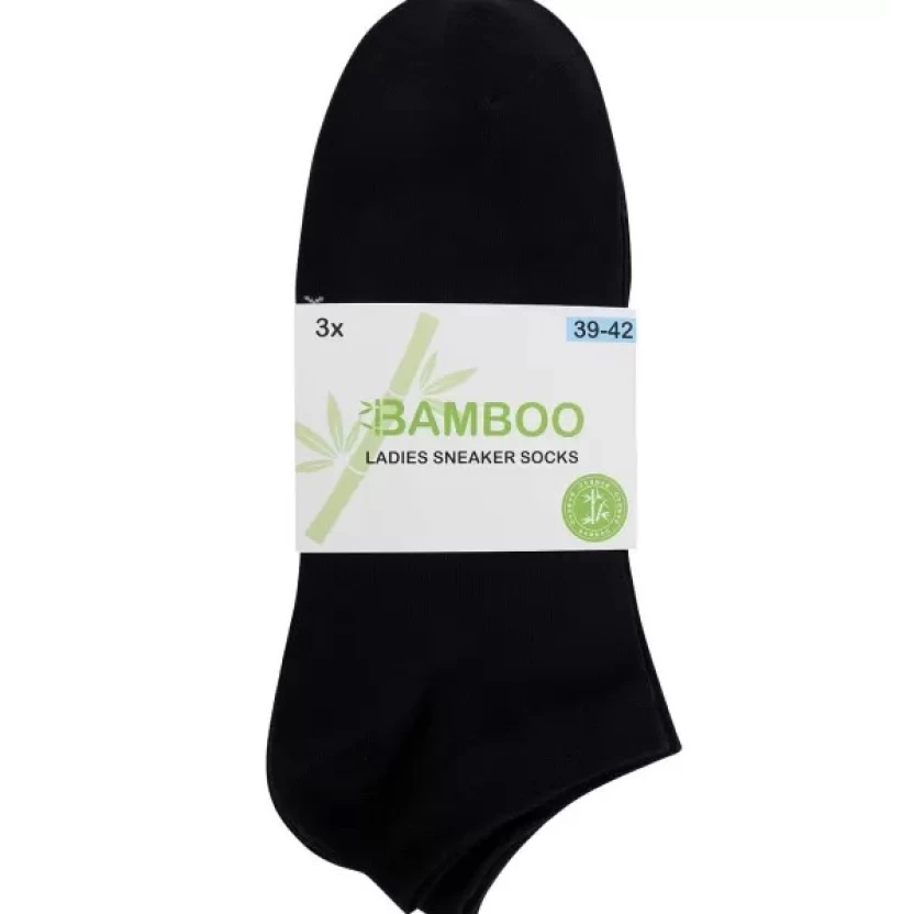 3-Packs zwarte bamboe sneakersokken voor mannen en vrouwen - Afbeelding 3