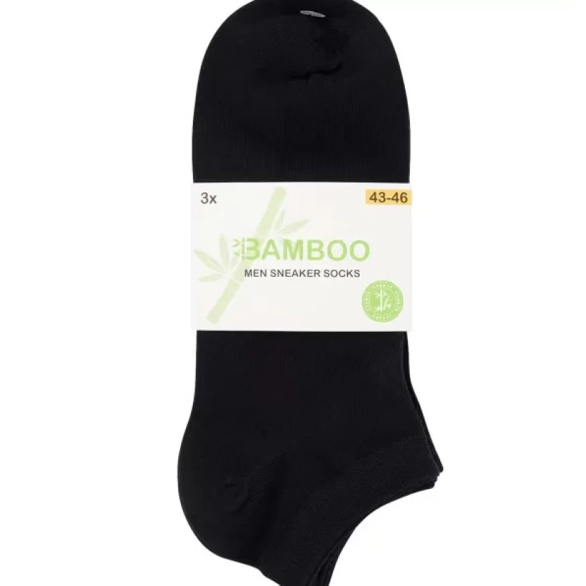 3-Packs zwarte bamboe sneakersokken voor mannen en vrouwen - Afbeelding 2