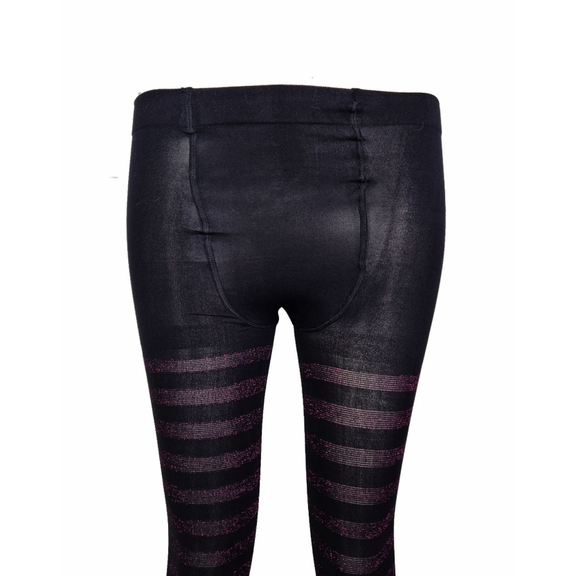 Zwarte Tutu Charmed 50 denier panty met paars gestreepte lurex A903R - Afbeelding 3