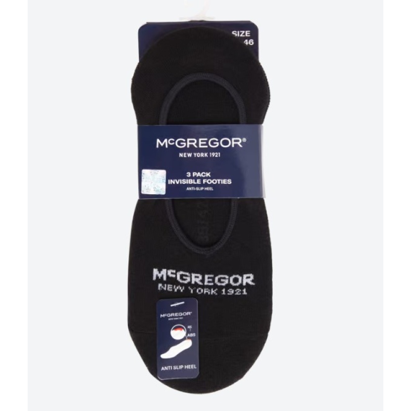 3-Packs black and white McGregor men's footies socks - Image 2