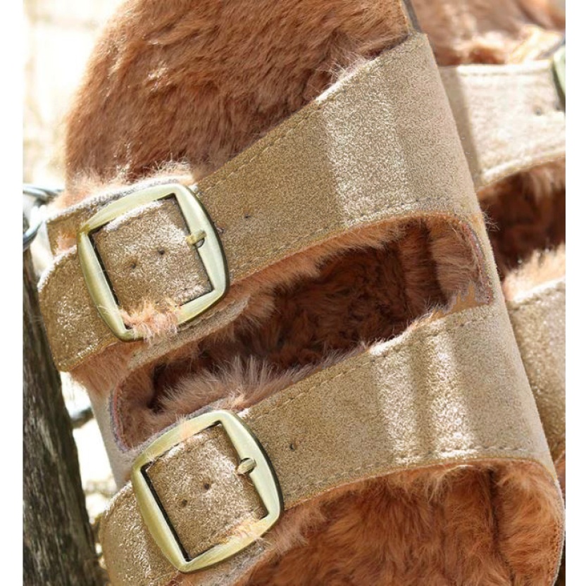 Damesschoenen - Beige Findlay sandalen met imitatiebont - Afbeelding 2
