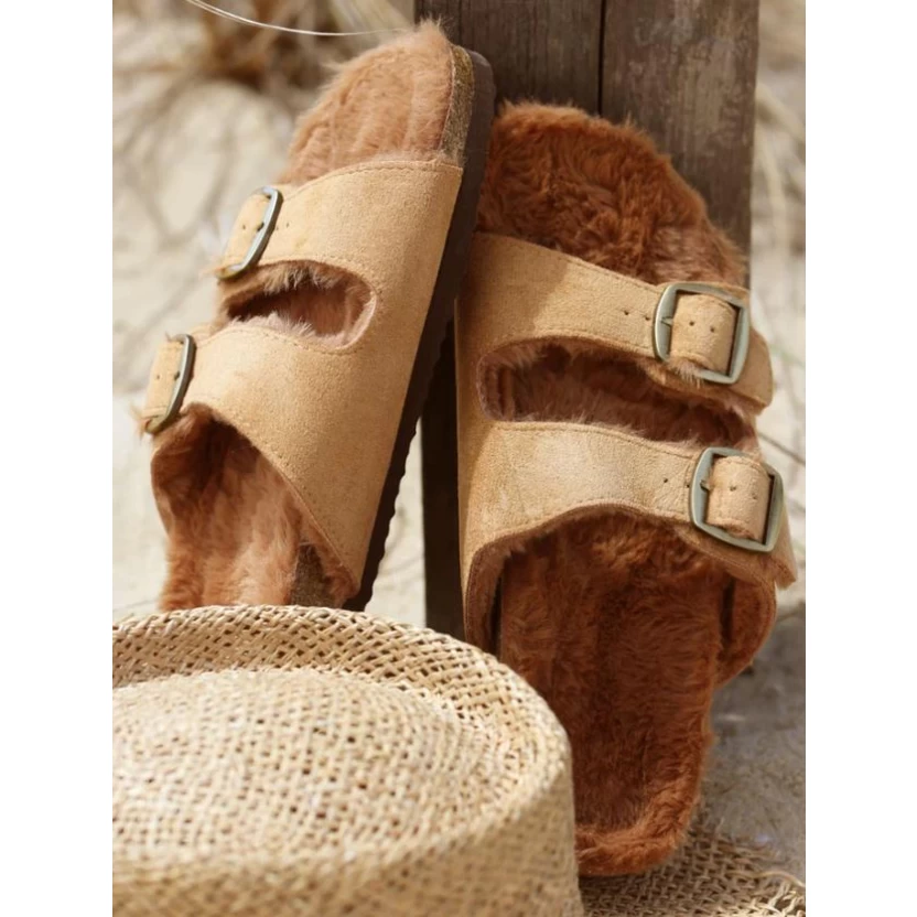 Damesschoenen - Camel Findlay sandalen met imitatiebont