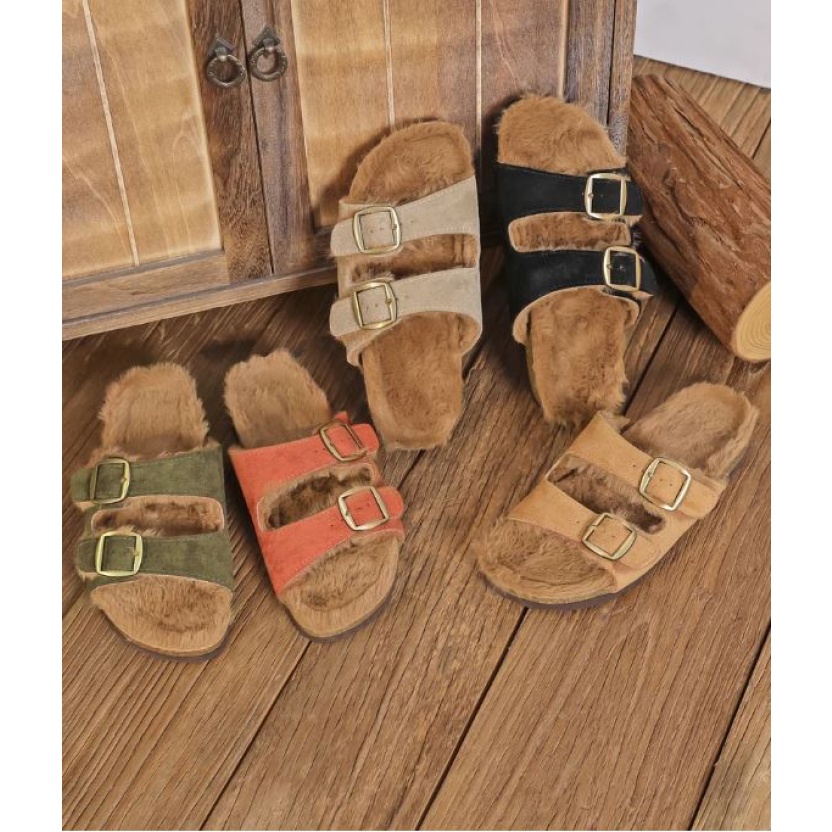Women's shoes - rust Findlay sandals with faux fur - Image 4
