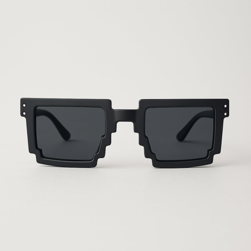 Black 'Distressed' pixel sunglasses with black lenses 2203-05