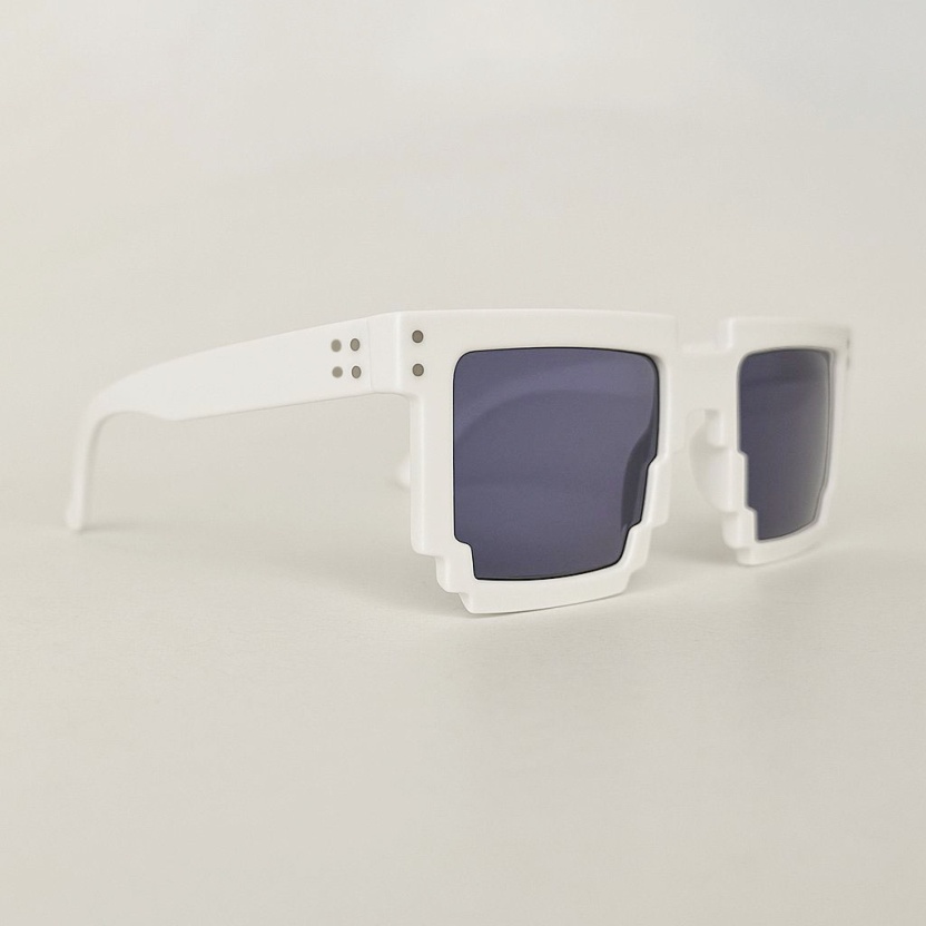 White 'Distressed' pixel sunglasses with blue lenses 2203-08 - Image 2