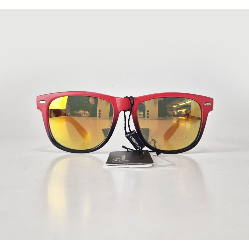 Rood/zwarte 'Distressed' zonnebril met spiegelglazen 2217-48