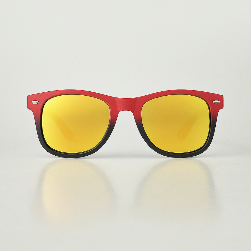 Red/black 'Distressed' sunglasses with mirror lenses 2217-48