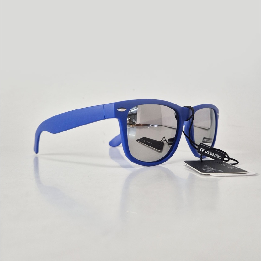 Blue 'Distressed' sunglasses with mirror lenses 2217-BLSIL - Image 2