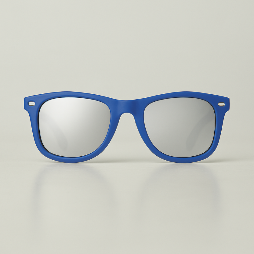 Blue 'Distressed' sunglasses with mirror lenses 2217-BLSIL