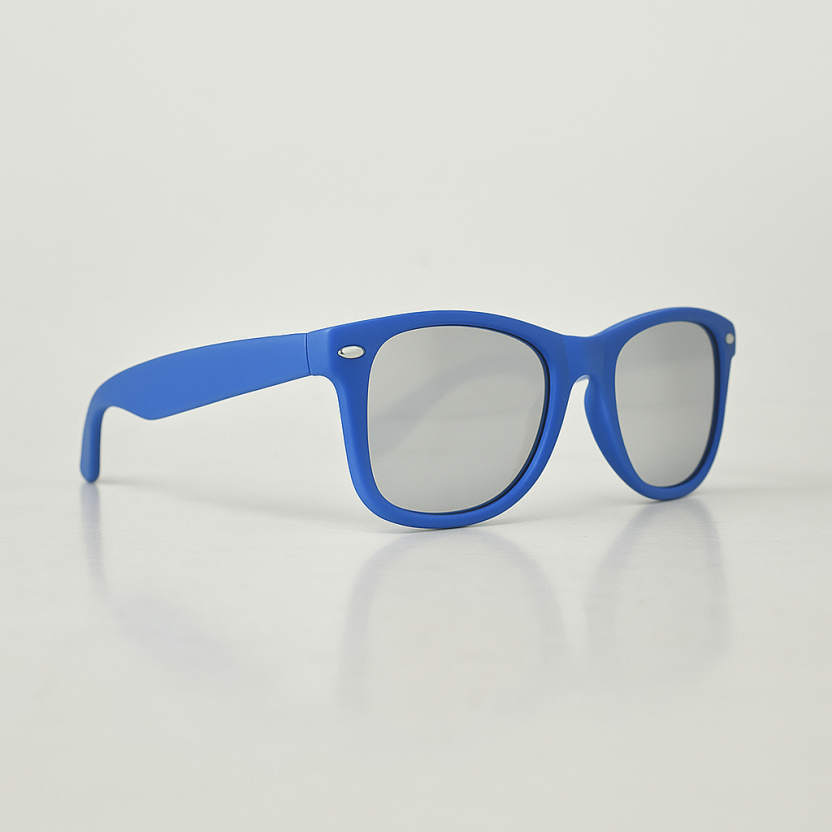 Blue 'Distressed' sunglasses with mirror lenses 2217-BLSIL - Image 2