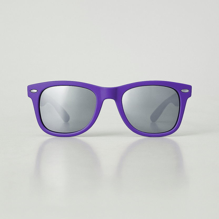 Paarse 'Distressed' unisex zonnebrillen met zilveren spiegelglazen 2217-LILSIL - Afbeelding 2