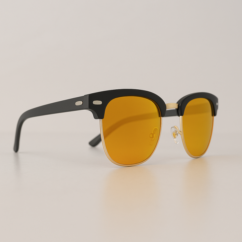 Black Distressed sunglasses with orange/yellow mirror lenses 2218-09 - Image 2