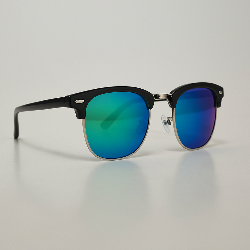 Black Distressed sunglasses with purple/blue mirror lenses 2218-10 - Image 2