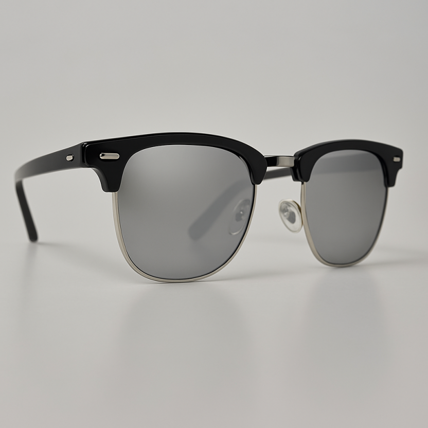 Black Distressed sunglasses with mirror lenses 2218-12 - Image 2