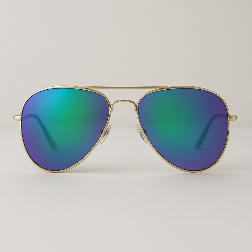 Purple/green Distressed aviator sunglasses with mirror lenses 2250-07