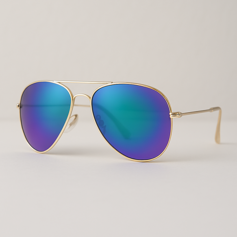 Purple/green Distressed aviator sunglasses with mirror lenses 2250-07 - Image 2