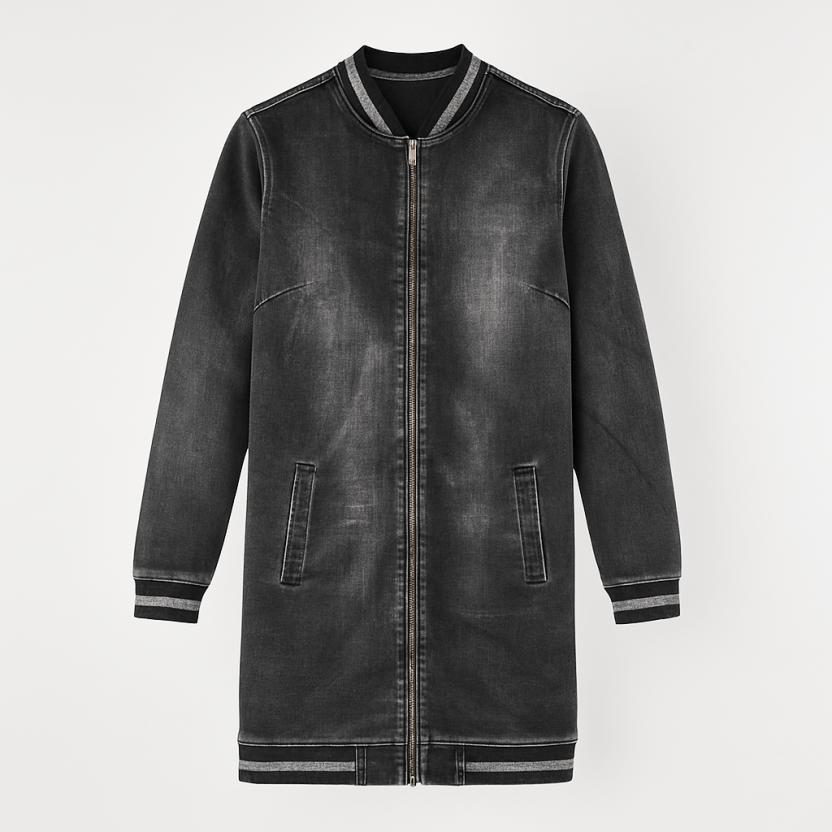 Zwart gewassen denim bomberjacks van C&S voor dames