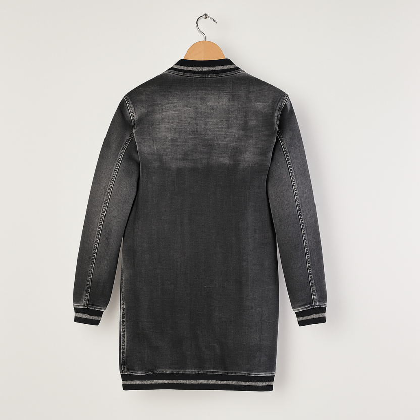 Zwart gewassen denim bomberjacks van C&S voor dames - Afbeelding 2