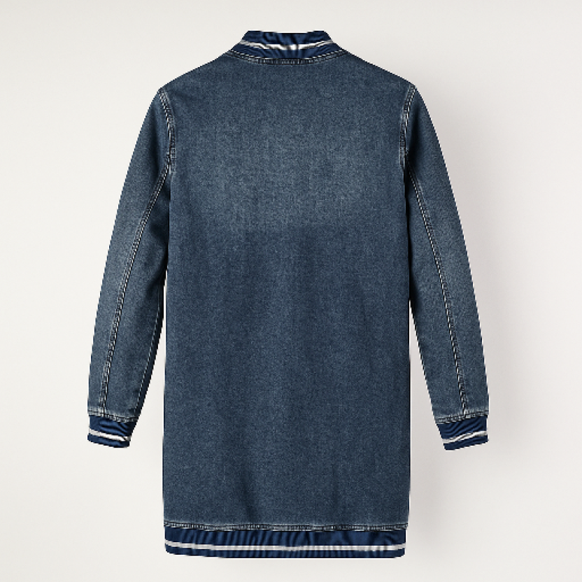 Blue washed C&S denim bomber jackets for women - Image 2