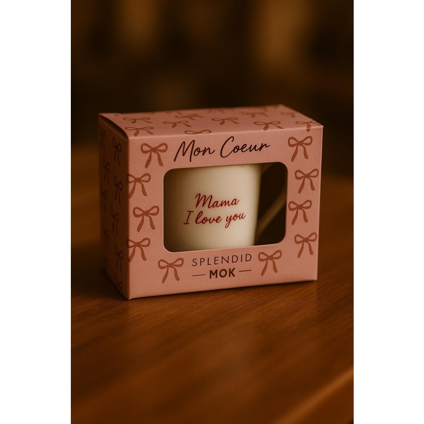 White Splendid ceramic mugs with text print in gift box 225ML - Image 2