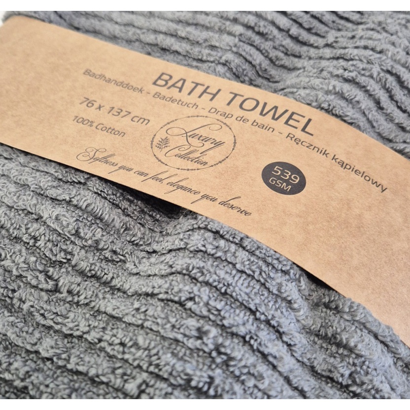Charcoal grey luxury collection bath towels 76x137cm - 539 g/m² - Image 4