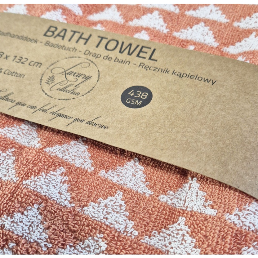 Orange/white luxury collection bath towels 68x132cm - 438 GSM - Image 3