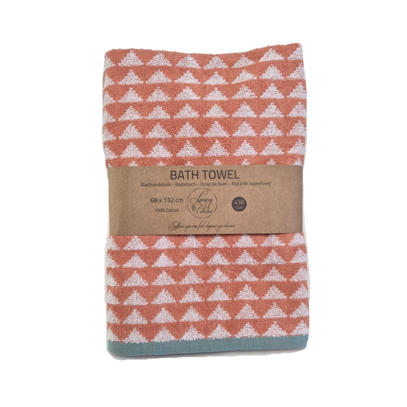 Orange/white luxury collection bath towels 68x132cm - 438 GSM