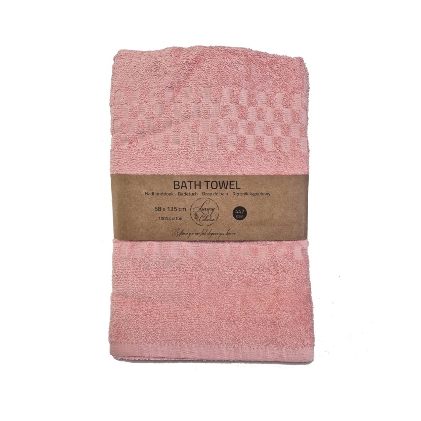 Koraalroze popcornweave luxe badhanddoeken 68x135cm - 447 g/m²