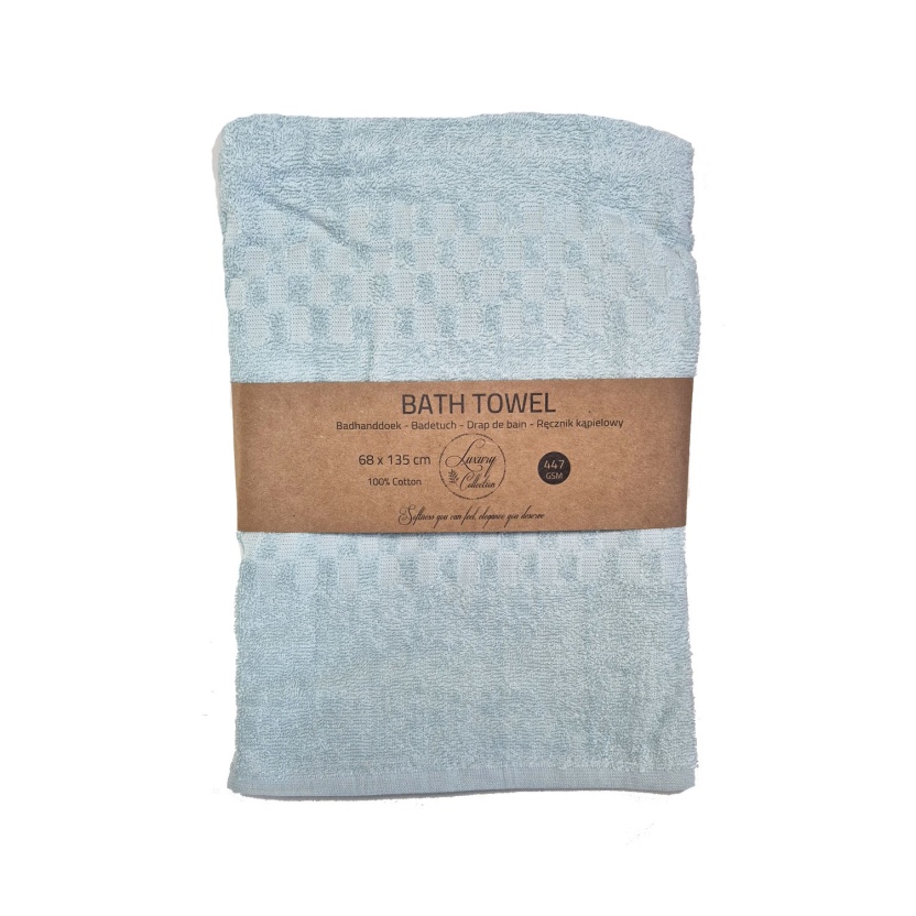 Light blue popcorn weave luxury collection bath towels 68x135cm - 447 g/m²