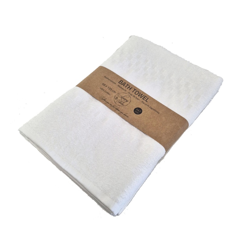 White popcorn weave luxury collection bath towels 68x135cm - 447 GSM - Image 3
