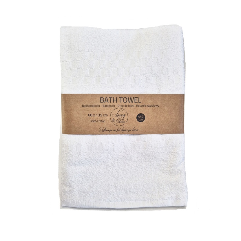 White luxury collection bath towels 70x140cm - 443 GSM