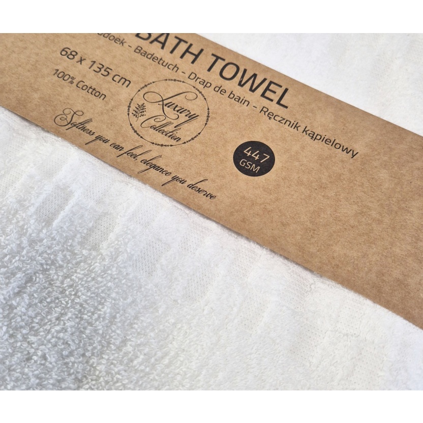 White popcorn weave luxury collection bath towels 68x135cm - 447 GSM - Image 4