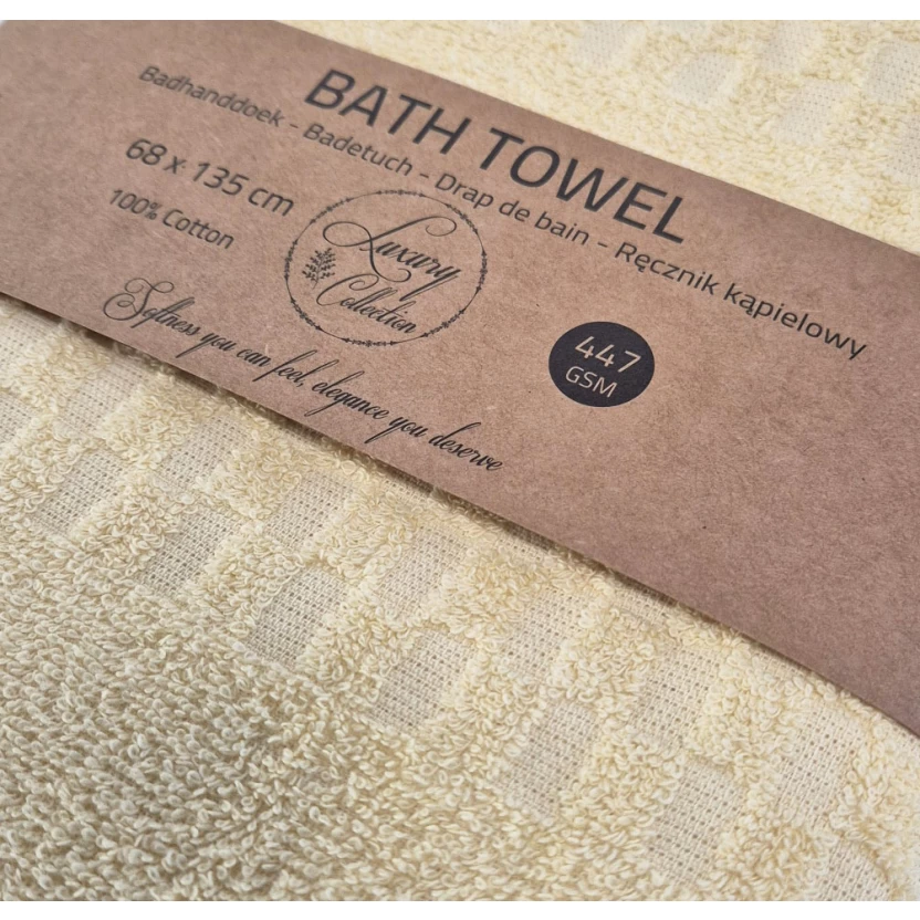 Yellow popcorn weave luxury collection bath towels 68x135cm - 447 g/m² - Image 4