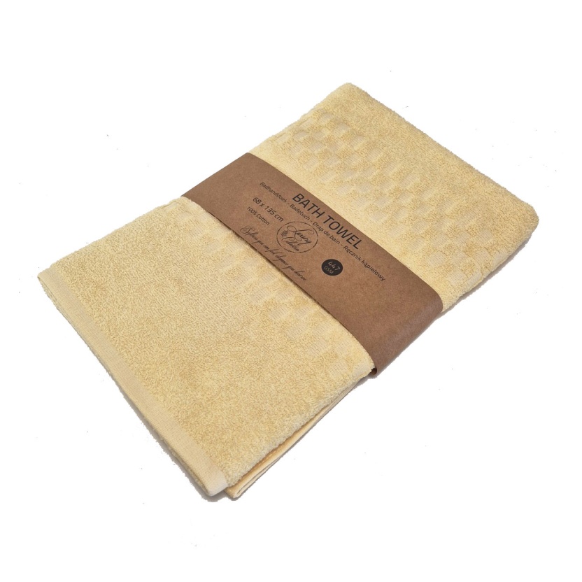 Yellow popcorn weave luxury collection bath towels 68x135cm - 447 g/m² - Image 2