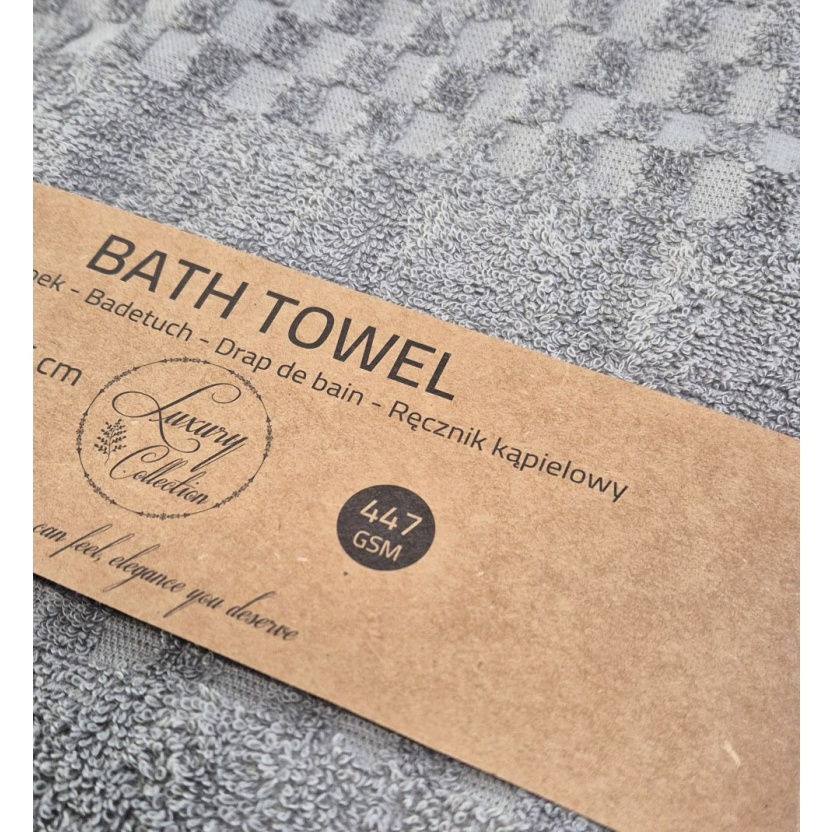 Grey popcorn weave luxury collection bath towels 68x135cm - 447 GSM - Image 3