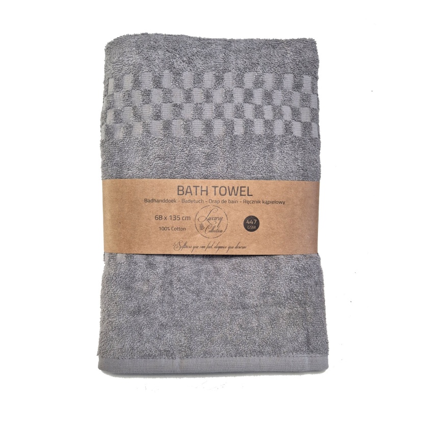 Grey popcorn weave luxury collection bath towels 68x135cm - 447 GSM