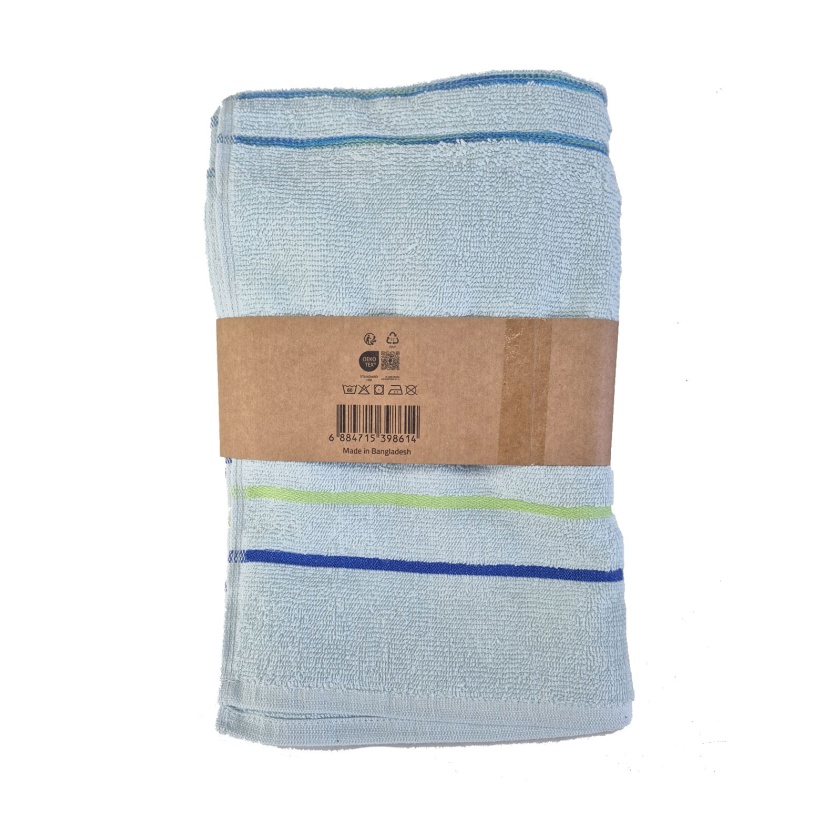 Light blue luxury collection bath towels with trims 66x142cm - 380 g/m² - Image 2