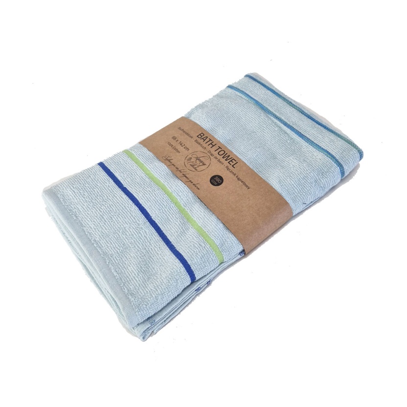 Light blue luxury collection bath towels with trims 66x142cm - 380 g/m² - Image 3