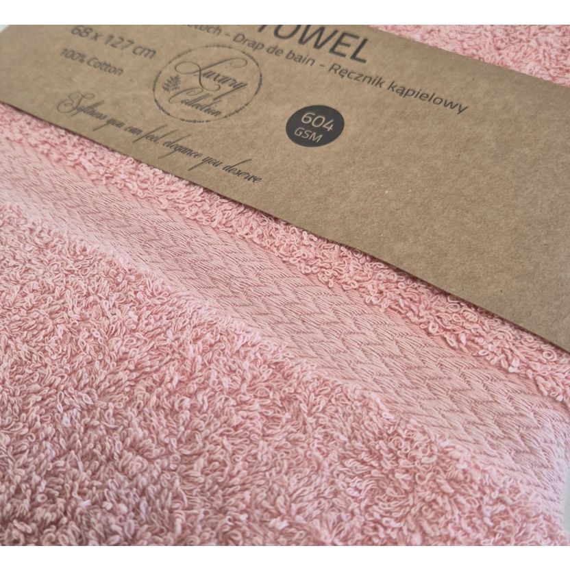 Koraalroze luxe badhanddoeken 68x127cm - 604 g/m² - Afbeelding 4