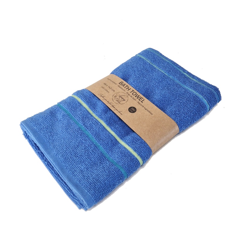 Blue luxury collection bath towels with trims 66x142cm - 380 g/m² - Image 3