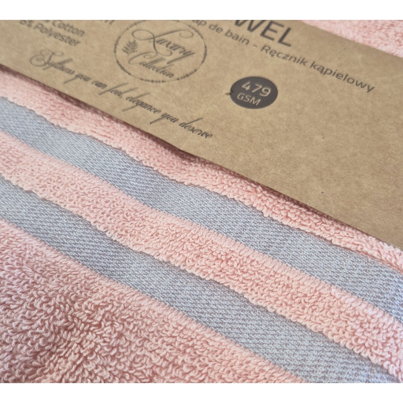 Coral pink luxury collection bath towels with trim 68x127cm - 479 g/m² - Image 4