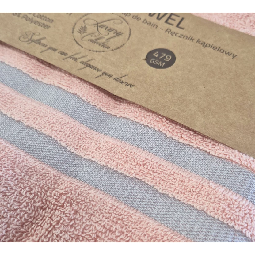 Coral pink luxury collection bath towels with trim 68x127cm - 479 g/m² - Image 4